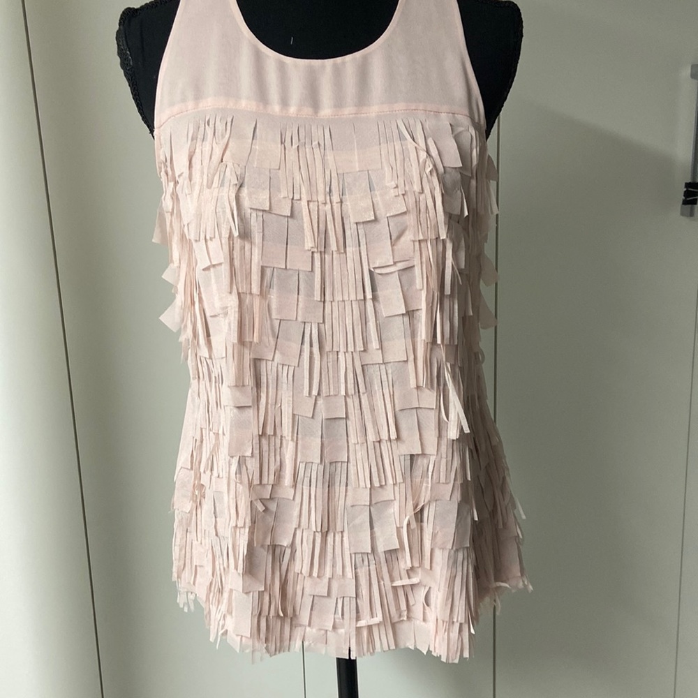 E by Etcetera Pink Sleeveless Blouse with Fringe